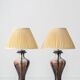 Belgian Art Deco Ceramic Table Lamps, Pair, Flambé Drip Glaze, New Silk Shades