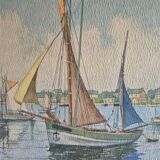 Aquarelle encadrée de Geoges Grellet "Ile de Batz"