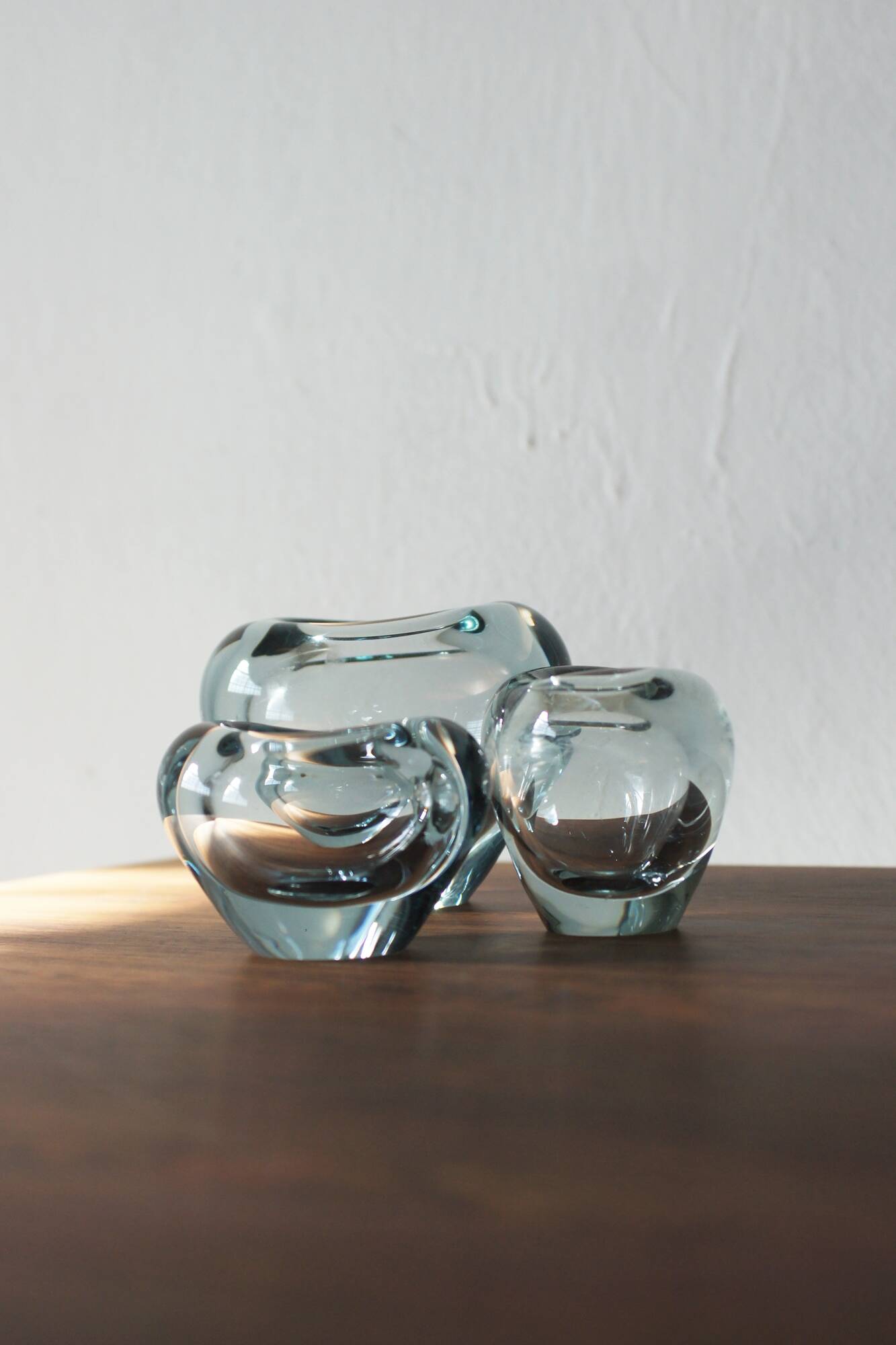 Blue Heart Vases by Per Lütken for Holmegaard, Denmark, Set of 3