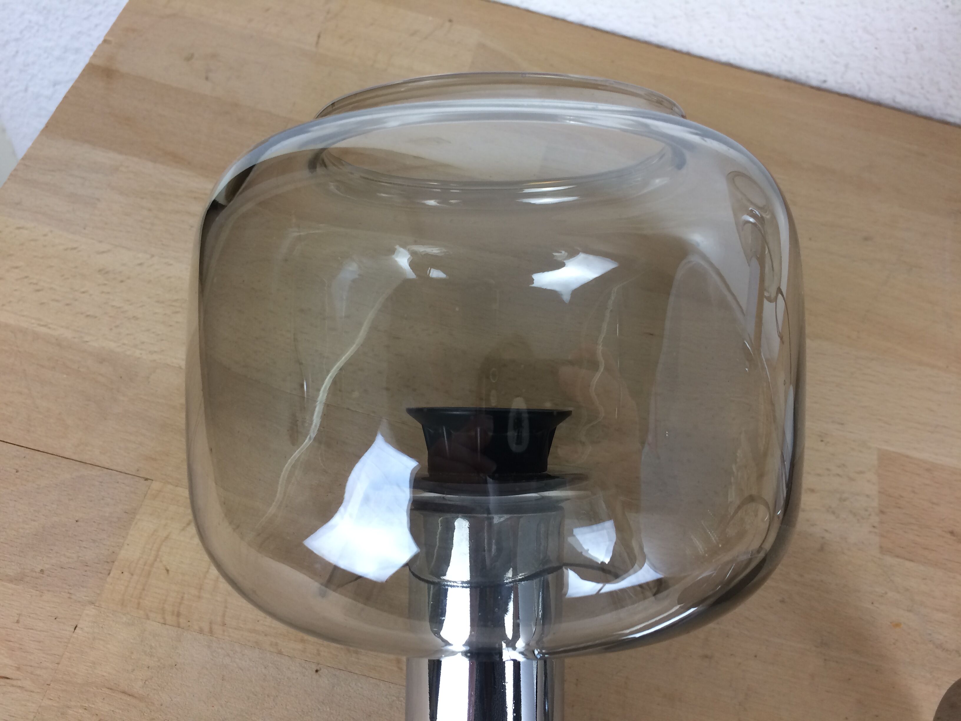 Pair of chrome sconces and smoked glass space age, 70s