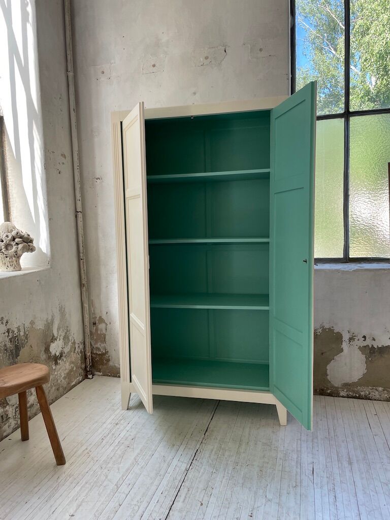 White and green cutter cabinet