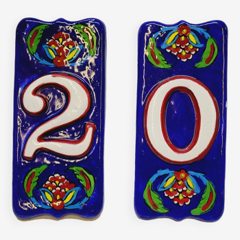 Ceramic Address Plaques Street Number 20 Handmade Mediterranean Style