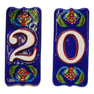 Ceramic Address Plaques Street Number 20 Handmade Mediterranean Style