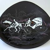 Pair of decorative plates: "Rally" & "Bal at the Opera".