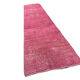 Distressed Turkish Narrow Runner 336 X 71 cm Wool Vintage rug, Over-dyed Pink
