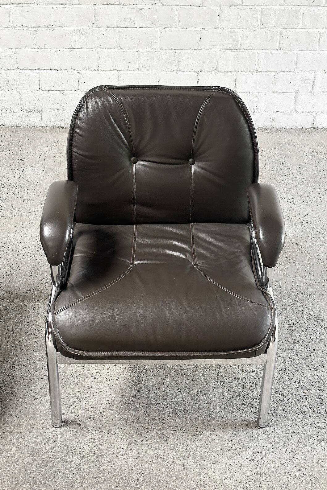 Hans Eichenberger 'Eurochair' Leather Lounge Chairs for Girsberger, 1970s