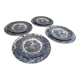 Set of 4 dinner plates and 4 dessert plates in blue English earthenware