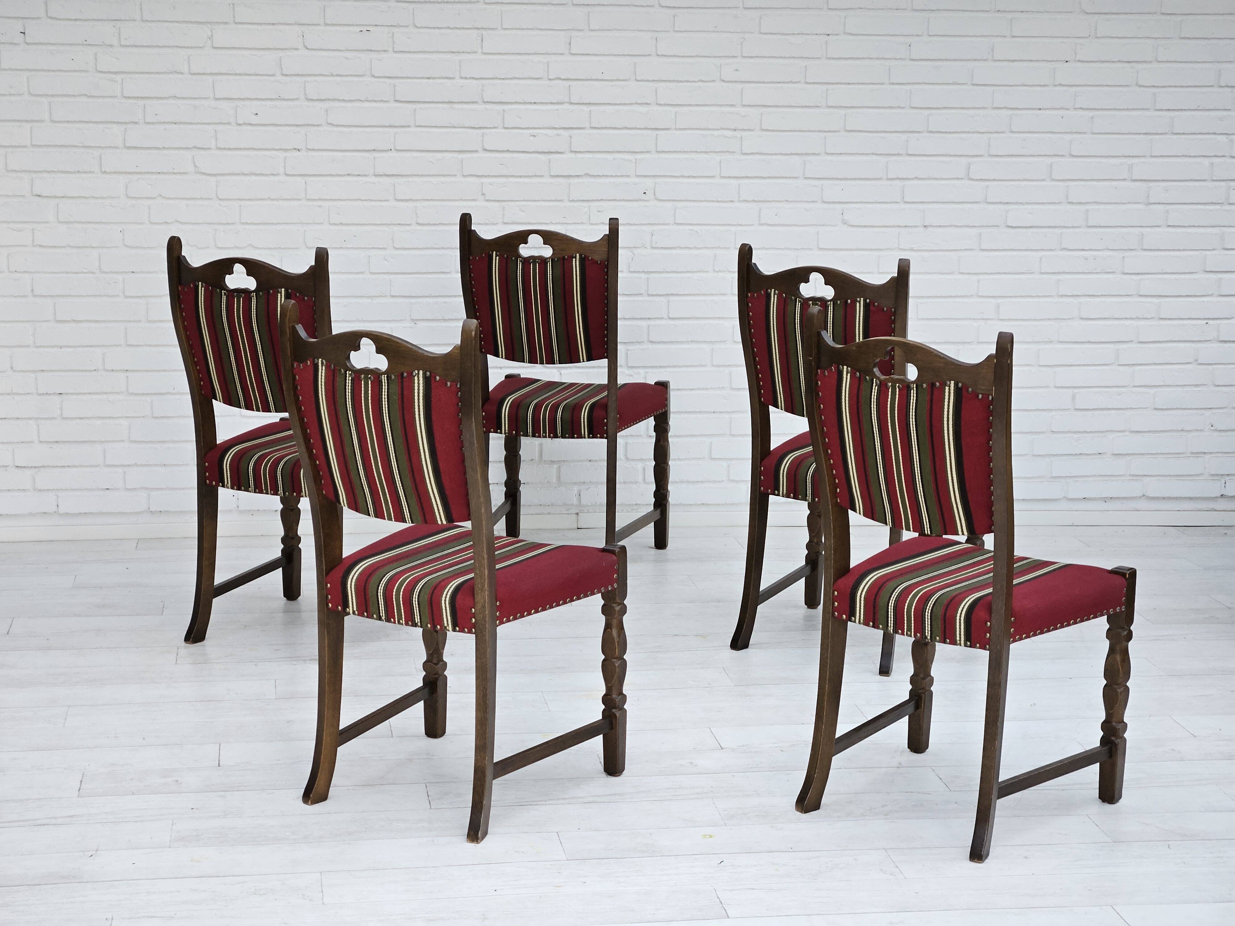 1960s, set of 5 pcs Danish dinning chairs, original good condition.