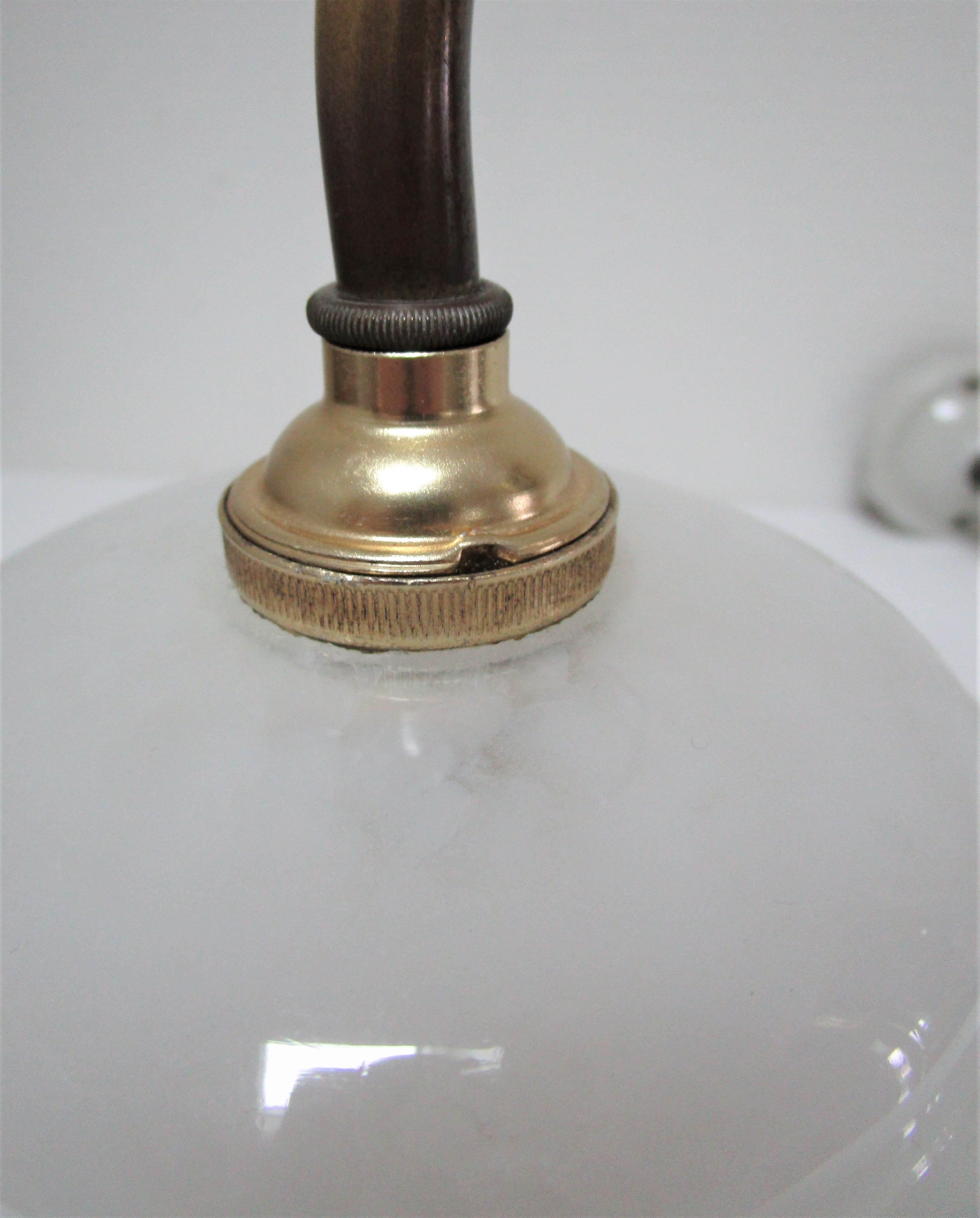 Pair of porcelain sconces brass glass of clchy white art deco