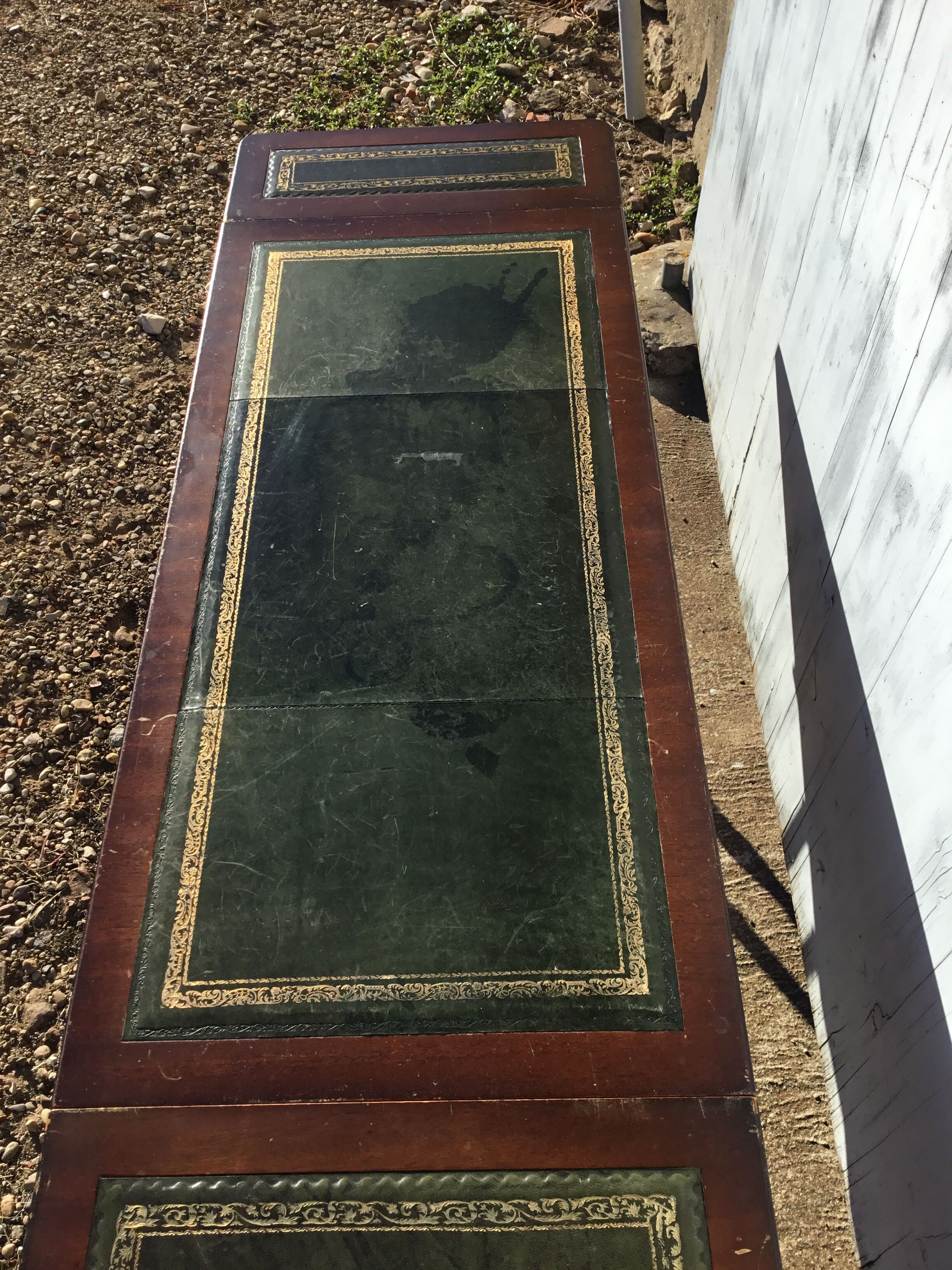 Coffee table on leather