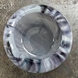 antique mustard pot in blown glass and silver-plated metal EPNS late 19th century