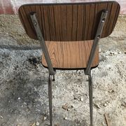 Old chair kitchen formica brown wood + feet compass metal chrome vintage