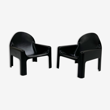 Paire de fauteuils noir modèle 4894 par Gae Aulenti pour Kartell, 1970