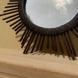 Vintage sun mirror in woven rattan diameter 45 cm retro decoration