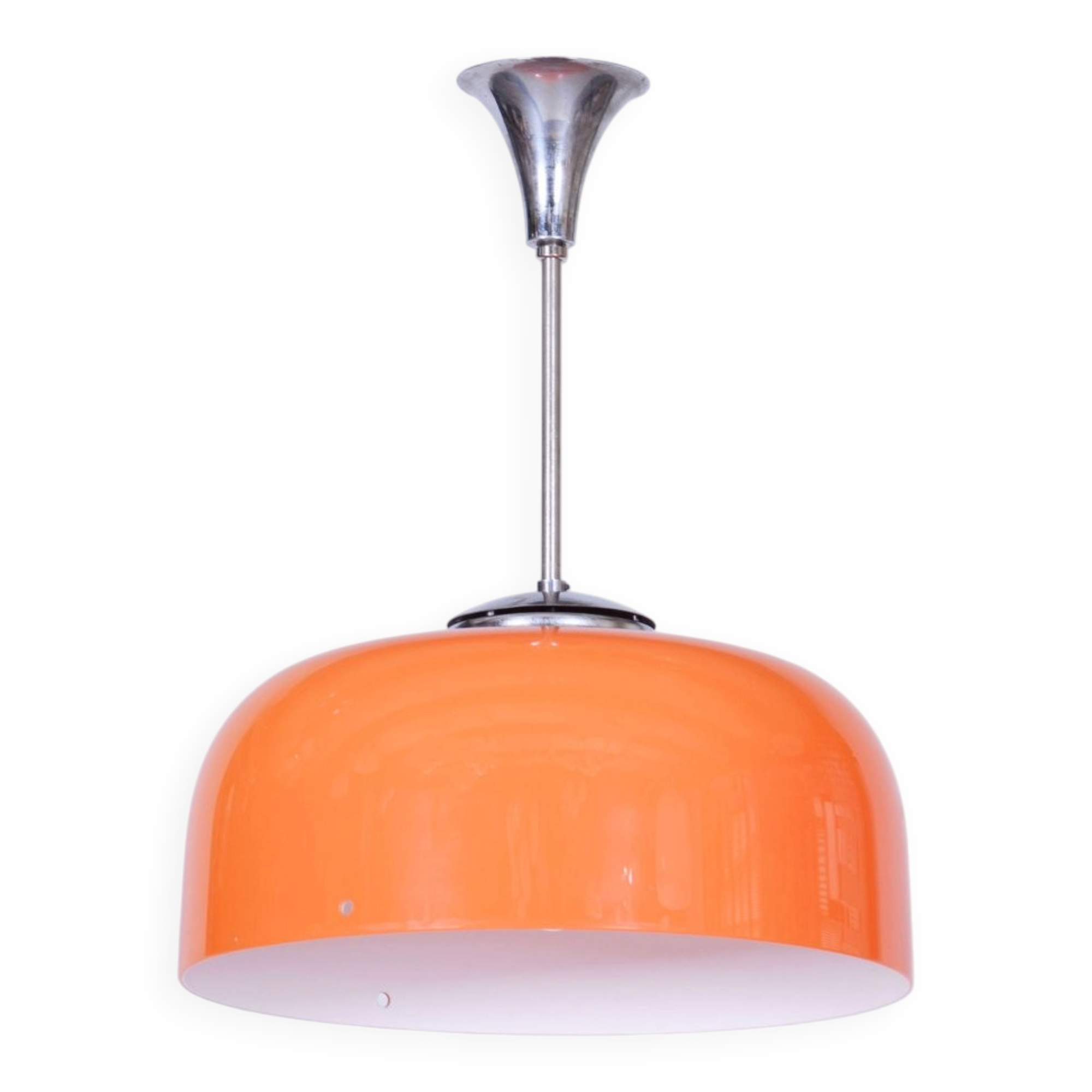 Mid-Century Chandelier in Chrome, Plastic and Glass, Italy, 1960s