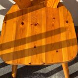 Set of 8 designer pine chairs in the style of Les Arcs Charlotte Perriand from the 70s
