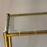 Gilded brass bamboo and smoked glass side table, France 1970