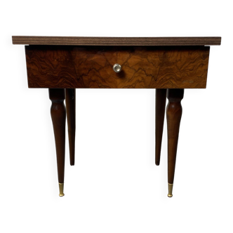 Varnished wooden bedside table