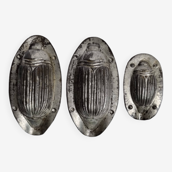 Set of three old “Hannetons” chocolate molds, Letang et fils, Paris