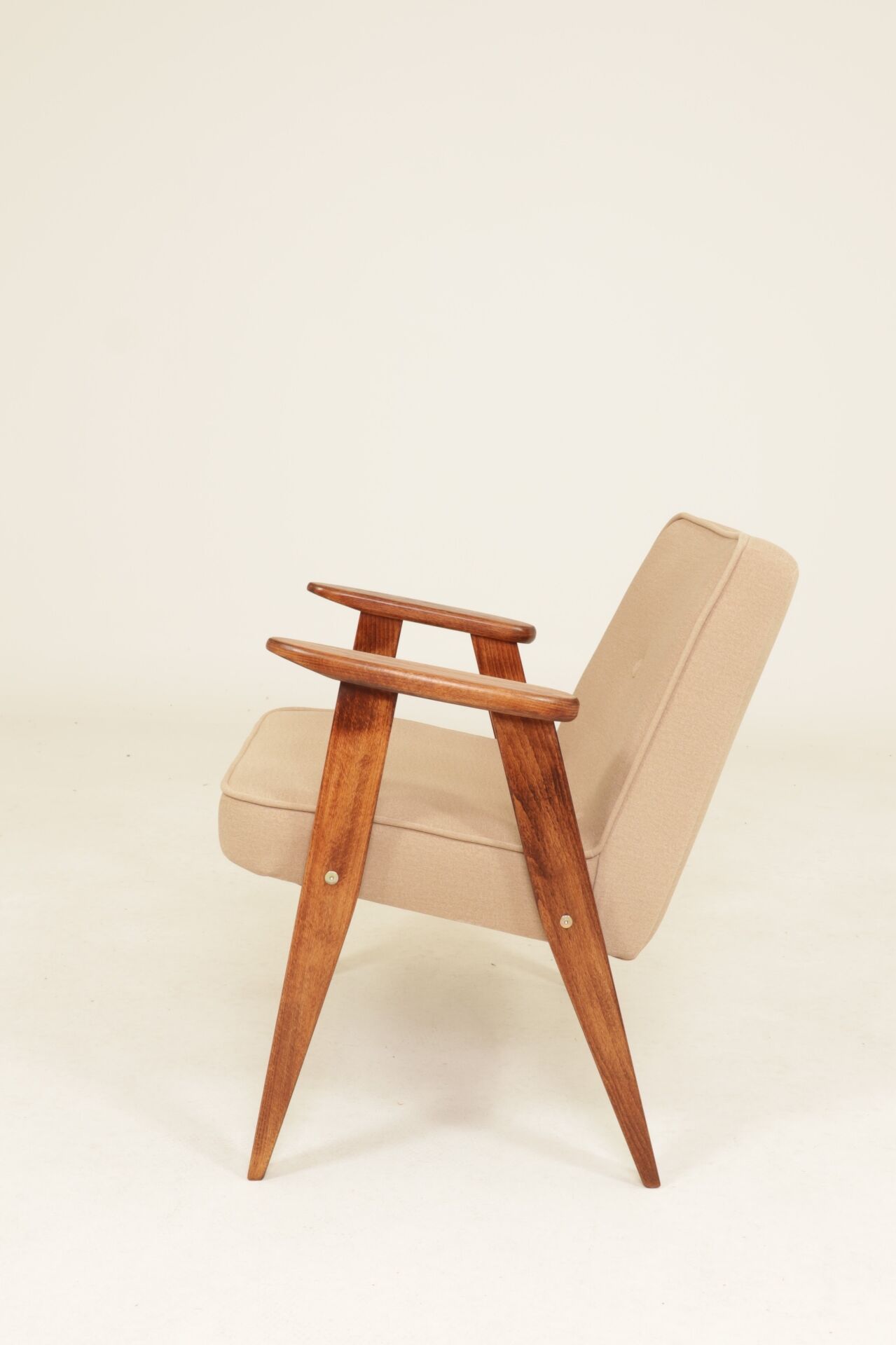 Vintage chair in beige velvet designed by Chierowski.