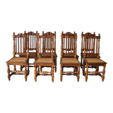 Set of 8 tanned chairs.