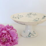 Servant dish on piedouche / compotier, Terre de Ferre, Longwy cute pattern, Vintage, early 19th