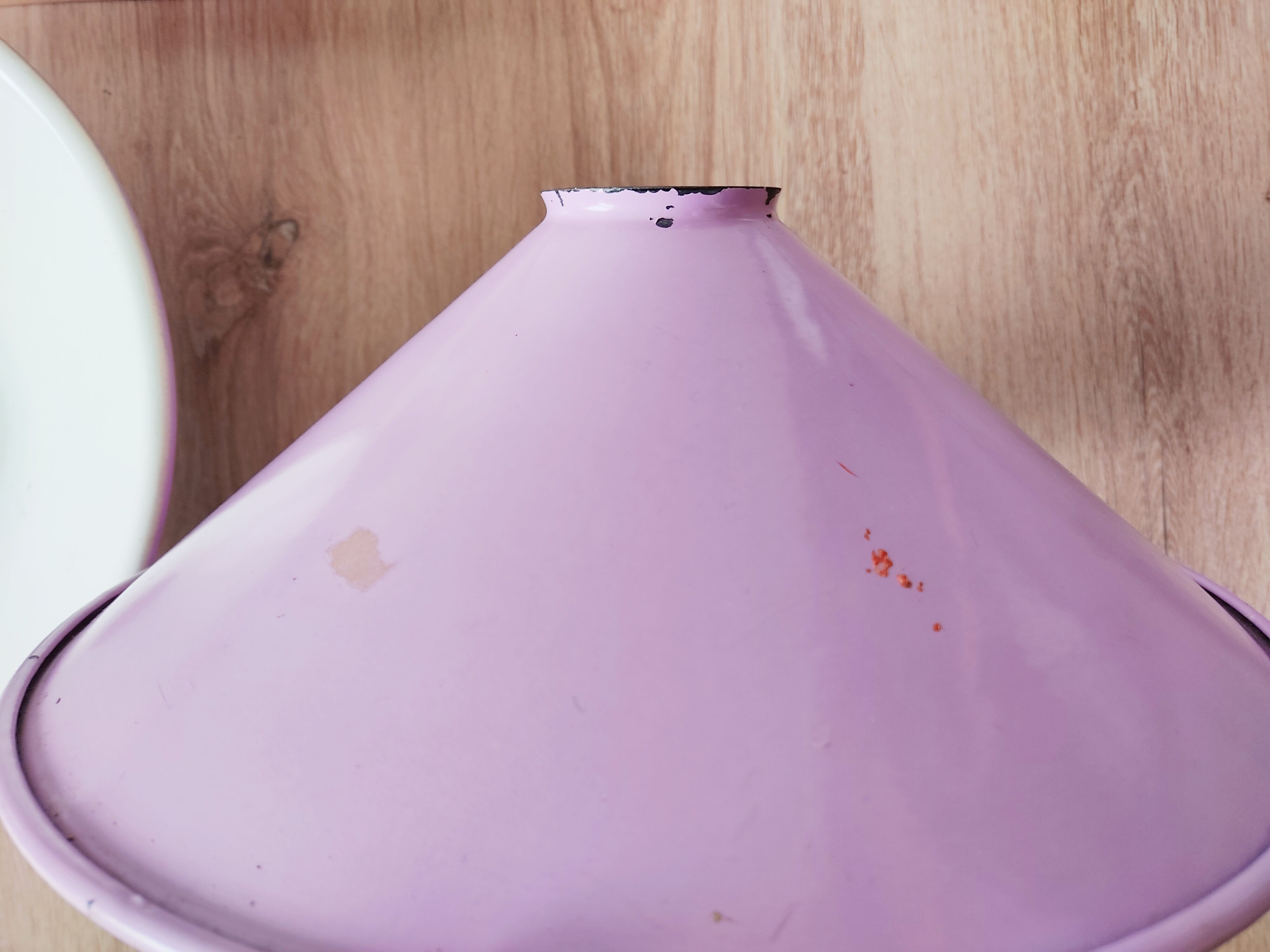 Set of 3 Purple enamelled lampshades and balance system