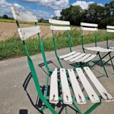 Set of 4 folding wrought iron bistro chairs