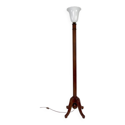 Lampadaire Art Déco en hêtre sculpté, France, circa 1920