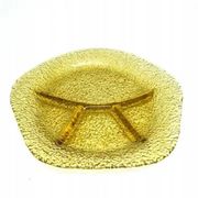 Appetizer platter, mid-century modern, yellow glass, design by J. Drost, Ząbkowice, Poland, 1970s