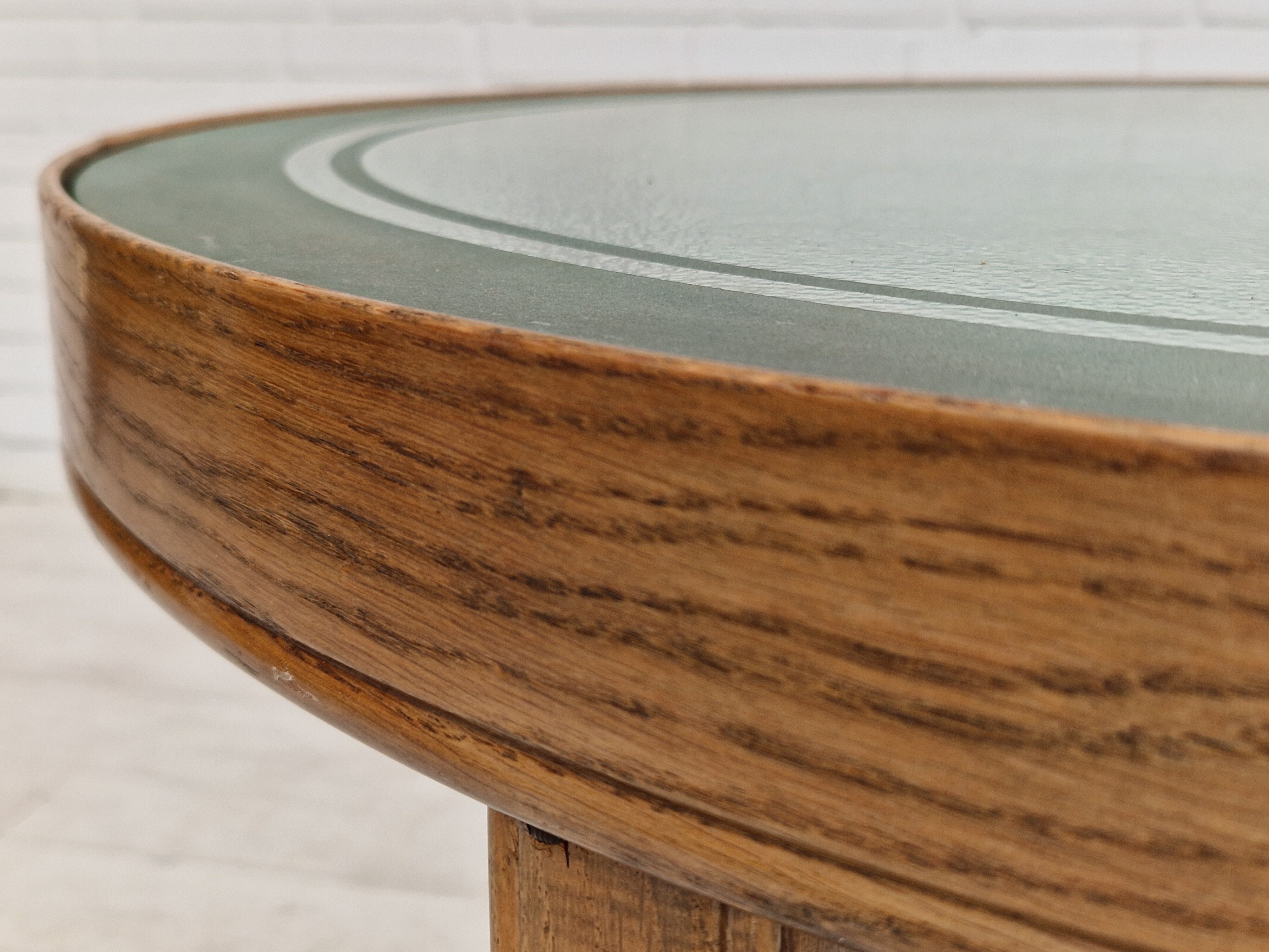 1950s, danish design, coffee table, glass, oak wood, original condition.