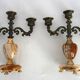 Pair of vintage onyx brass candlesticks