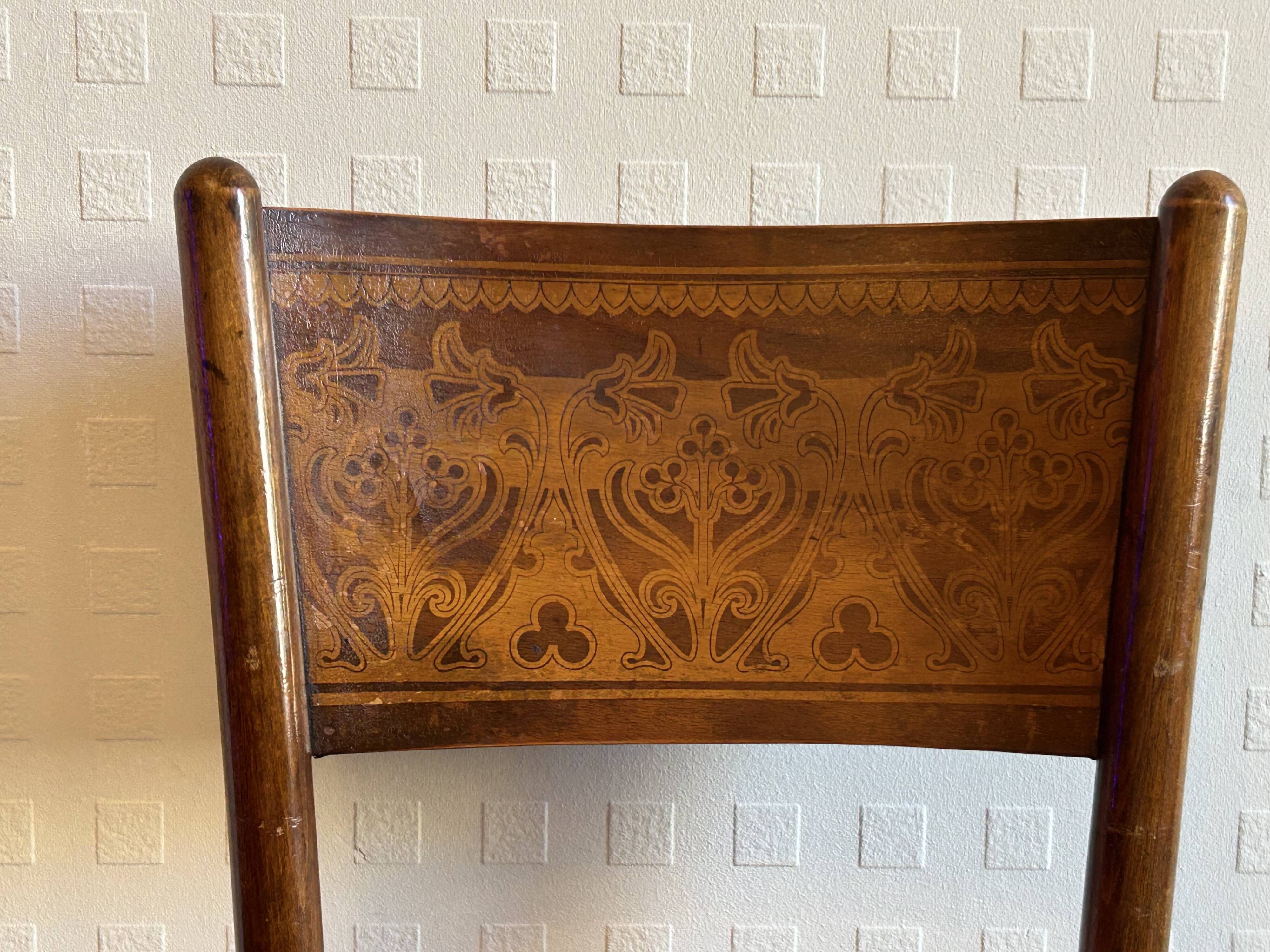 6 antique chairs Jacob & Josef Kohn – Vienna – Decorated bent wood – Style