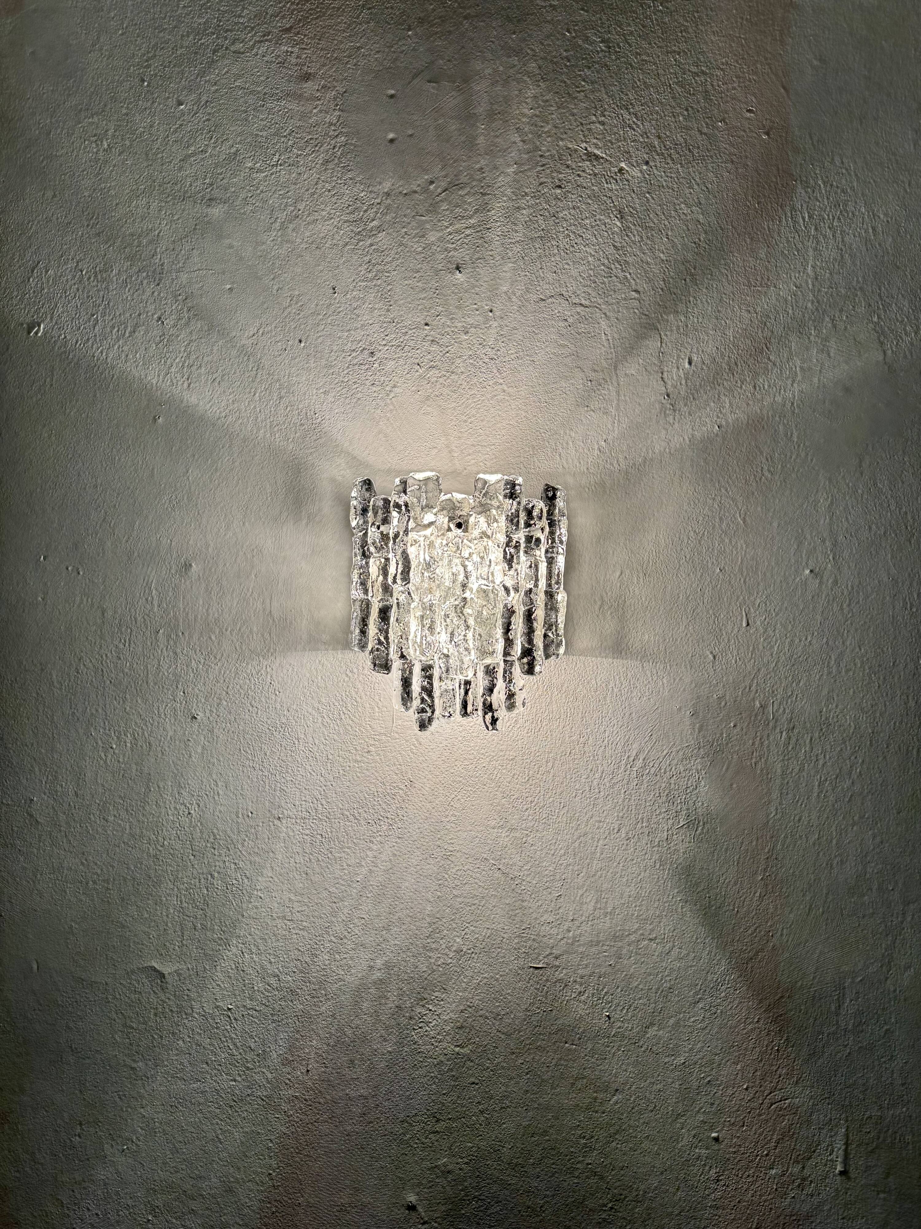 Set of 2 Austrian Ice Glass Wall Lamps by J.T. Kalmar