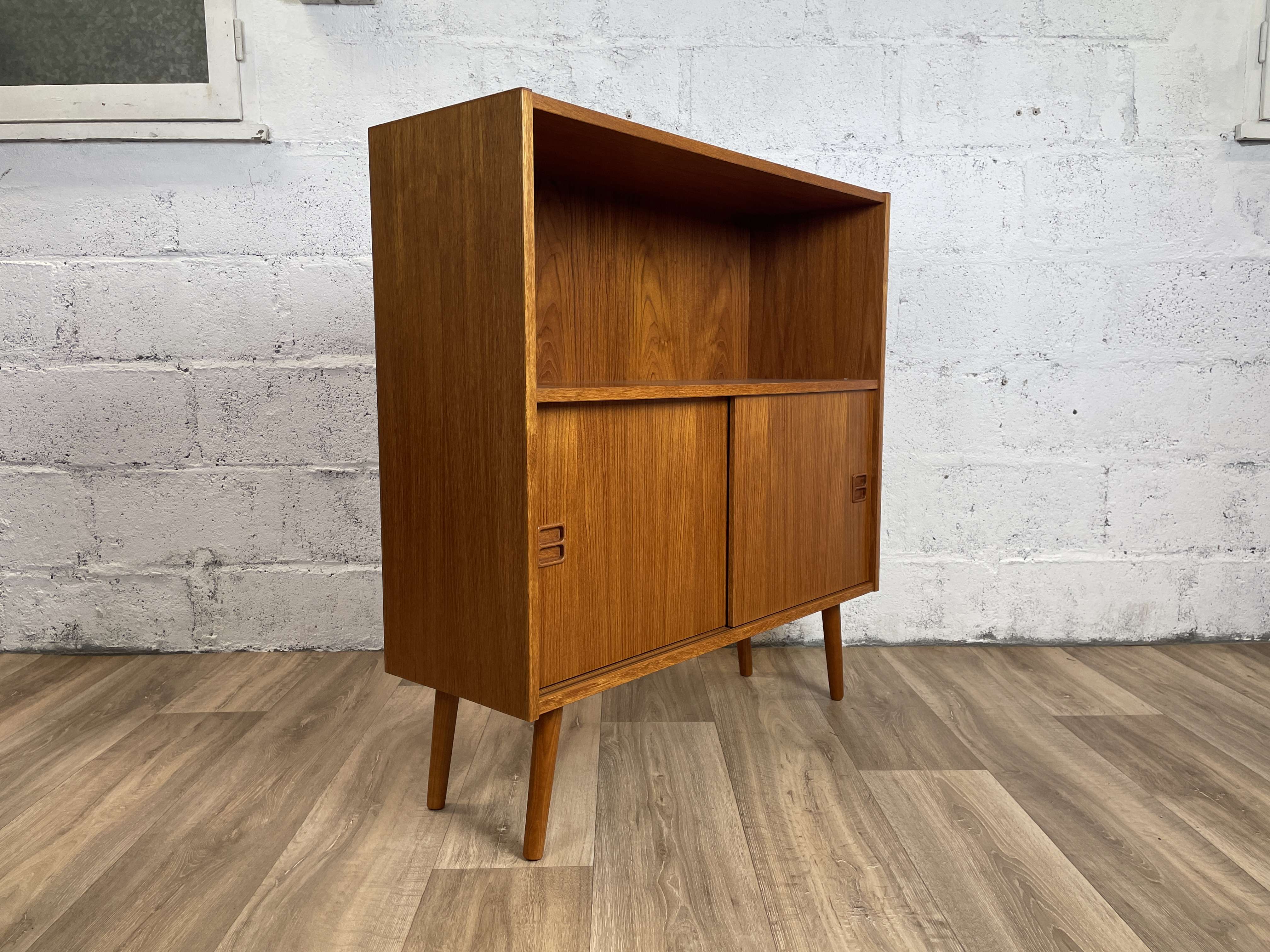 Vintage Scandinavian teak sideboard bookcase, 60s