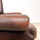 Dark brown vintage sheep leather wingback armchair