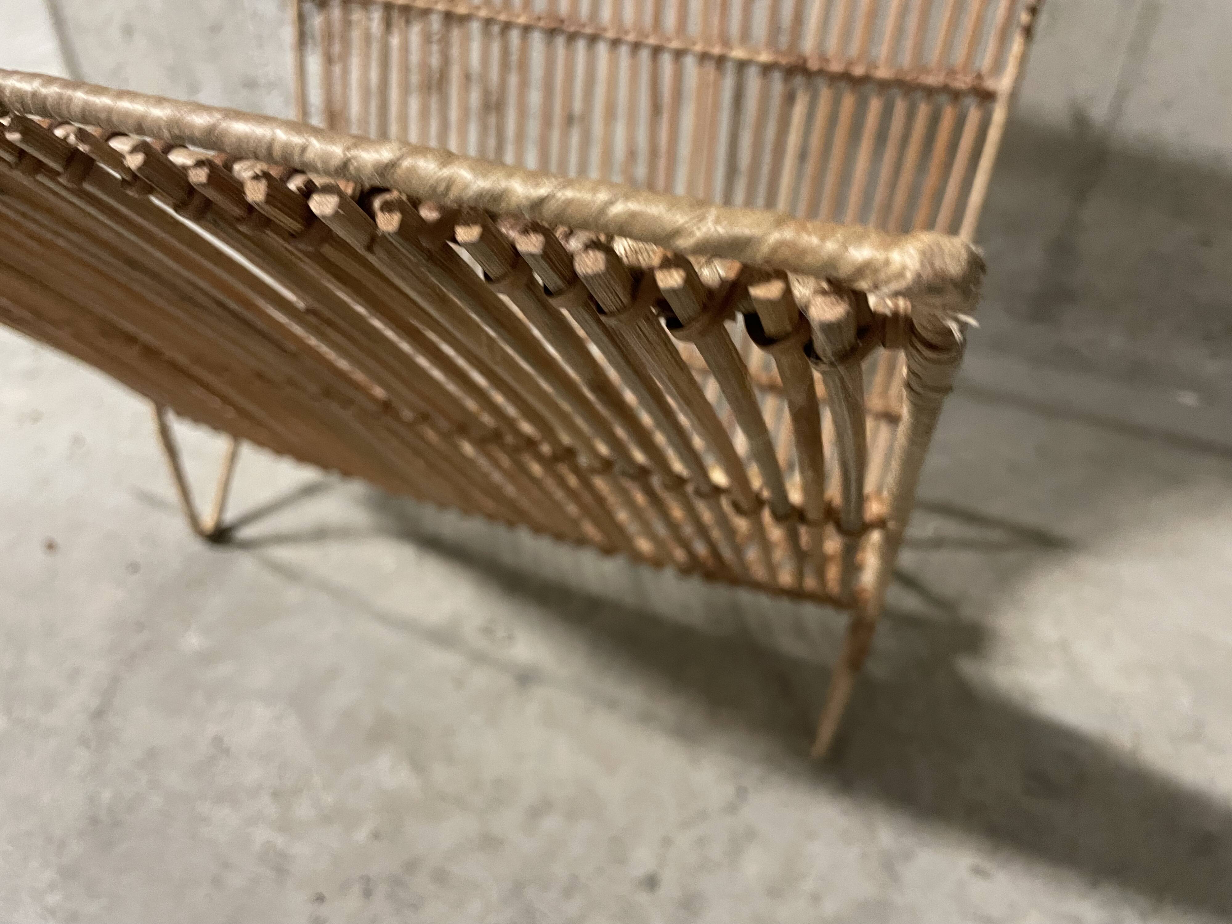 Rattan magazine rack from the 60s