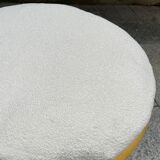 Rattan pouf with refurbished cushion