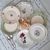 6 mismatched old dessert plates