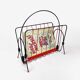 Vintage red metal and scoubidou thread magazine holder