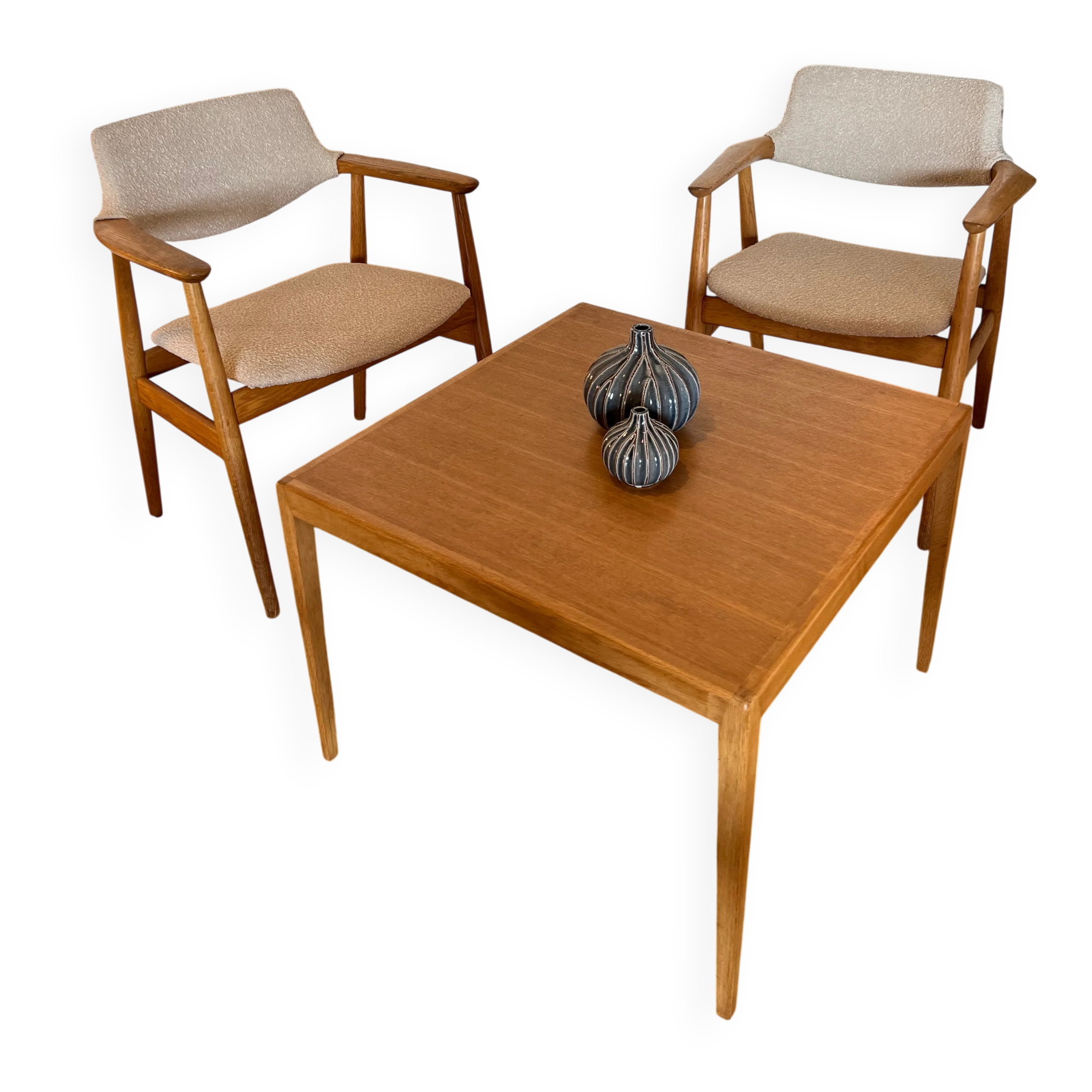 Vintage Scandinavian armchair in oak "Lene" - 1960s