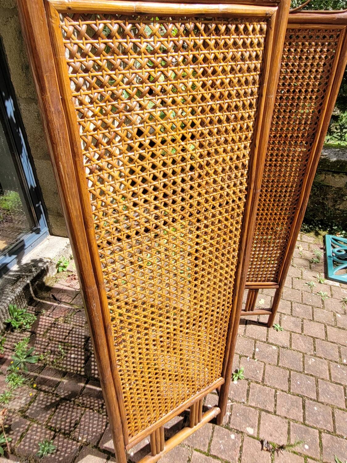 Wood and cane screen