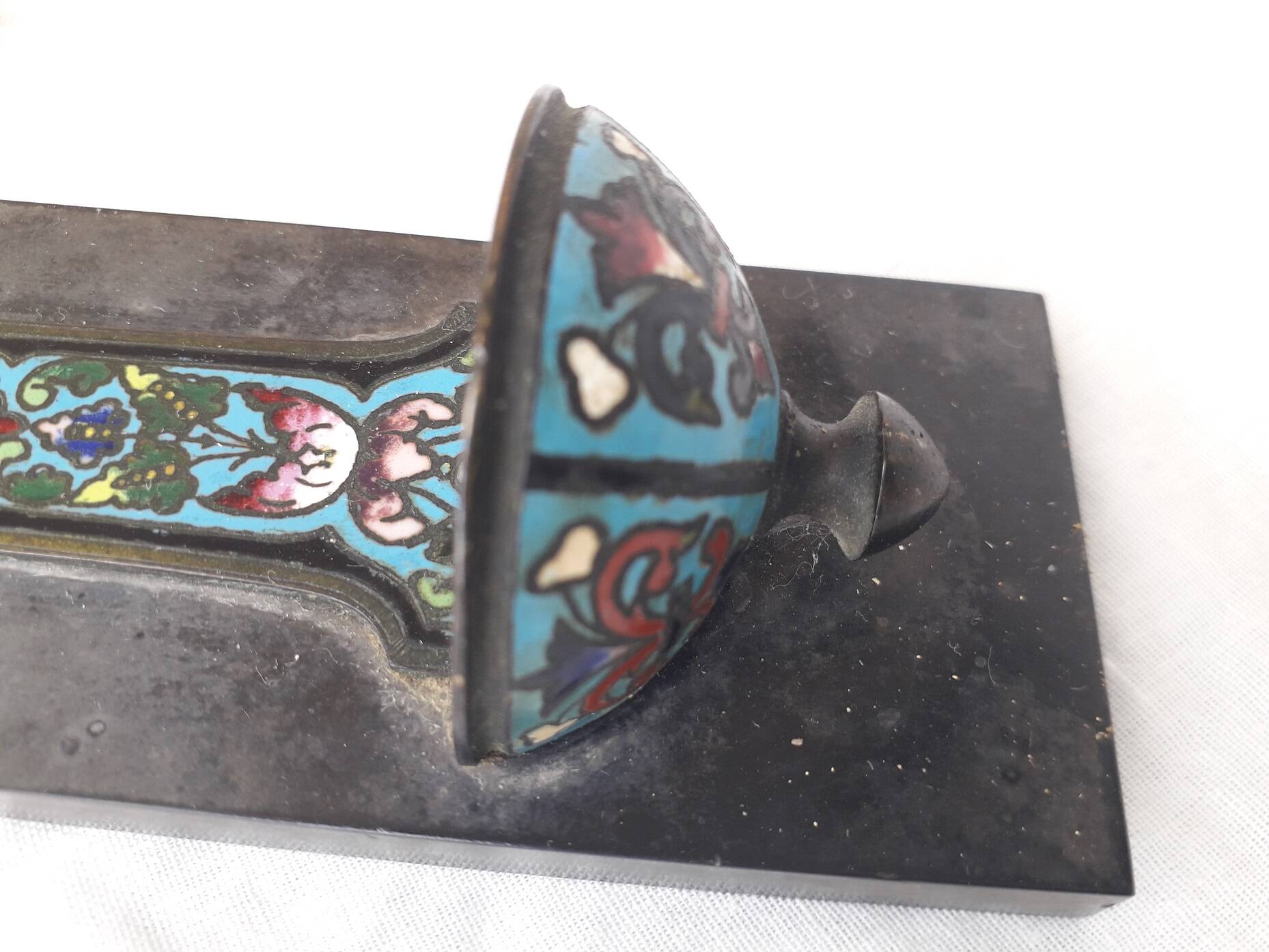 Cloisonné enamel cross holy water font
