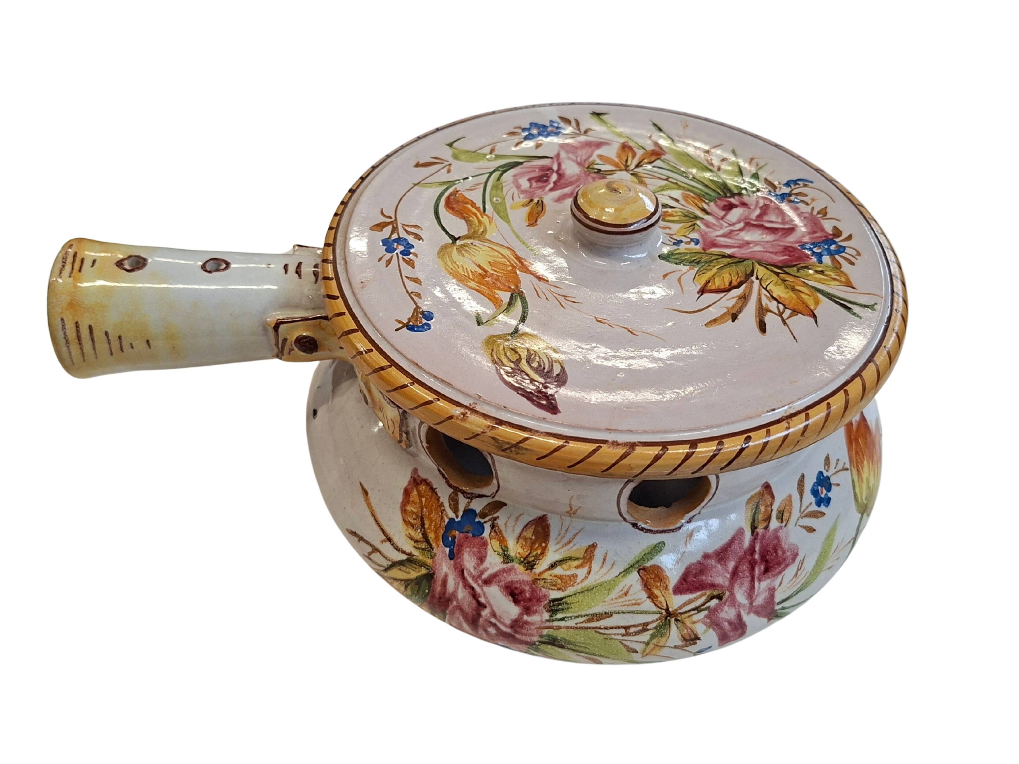Scaldino in Ceramica Dipinto a Mano – Stile Deruta – Vintage da Collezione