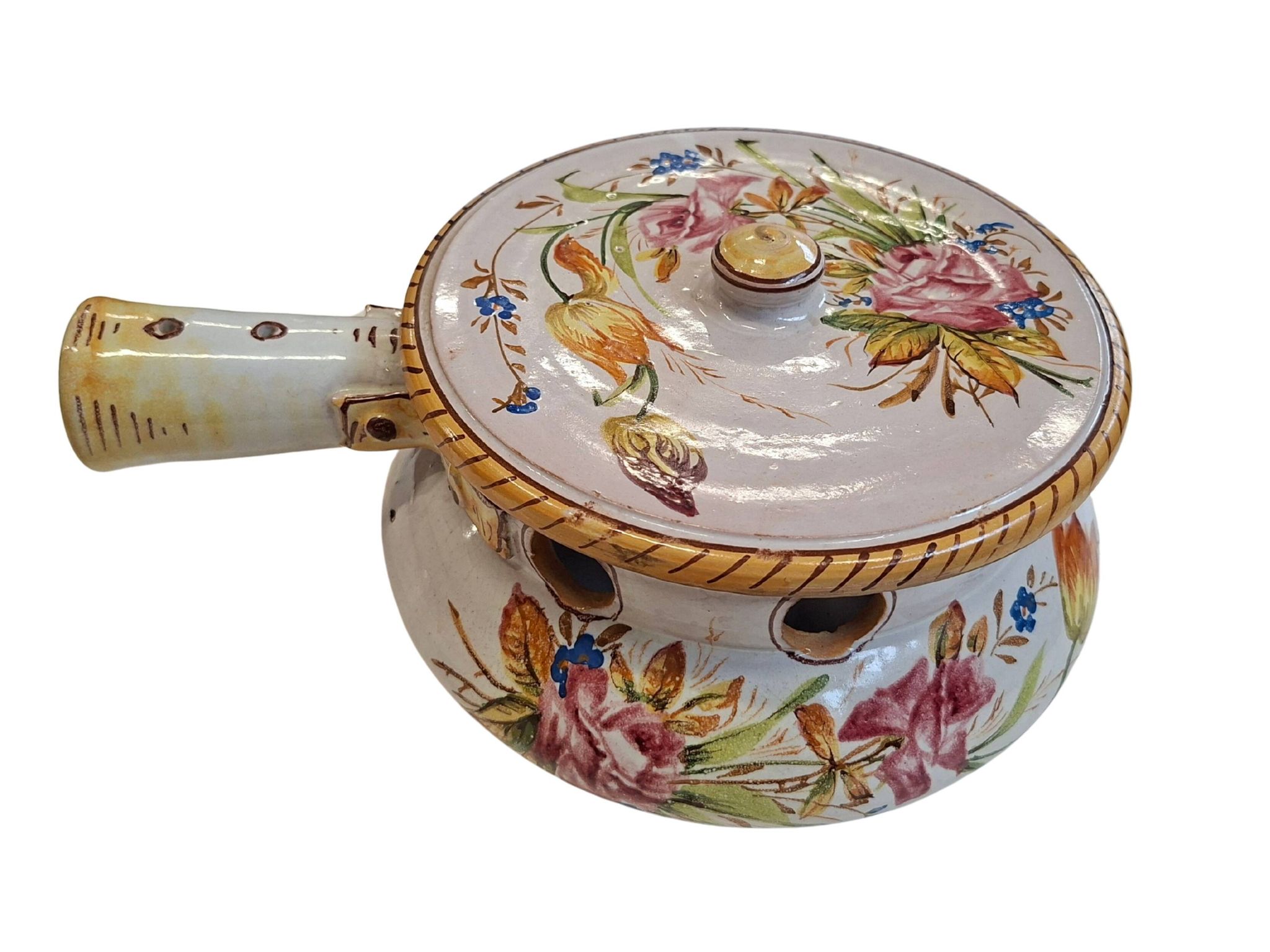 Scaldino in Ceramica Dipinto a Mano – Stile Deruta – Vintage da Collezione