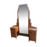 Art Deco dressing table in walnut and red Languedoc marble