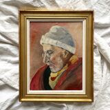 Old painting oil on canvas portrait of a man signed Y. Mercier Contart