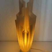Lampe  vintage 1970 Athéna Georgia Jacob drapée saumonée - 50 cm
