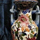 Gien earthenware vase with peony decoration