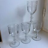 Set of 4 crystal wine glasses engraved 40-50 years